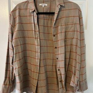 Madewell Beige and Orange Plaid Shirt